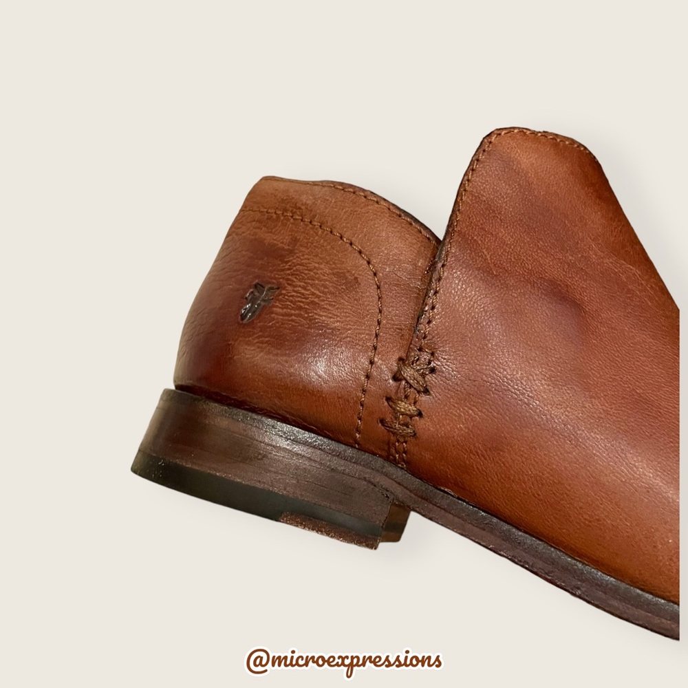 $329 Frye Elyssa Cognac Brown Leather Everyday Comfy Round Toe Shootie/AnkleBoot - Picture 13 of 15